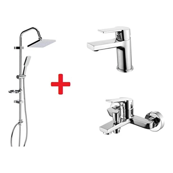 CREAVİT SH630 Duş Seti + Luna Banyo + Lavabo bataryası SET ürün görseli 1