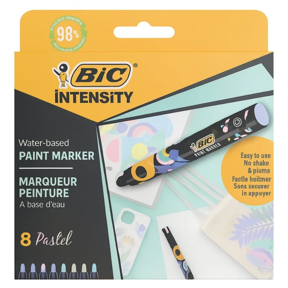 Bic İntensity Paint Marker Kalem 8 Renk Pastel Tonlar 527429 ürün görseli 1