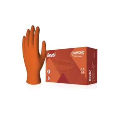 Beybi Diamond Pudrasız XL Turuncu Nitril Eldiven (100 Lü Paket) ürün görseli 1