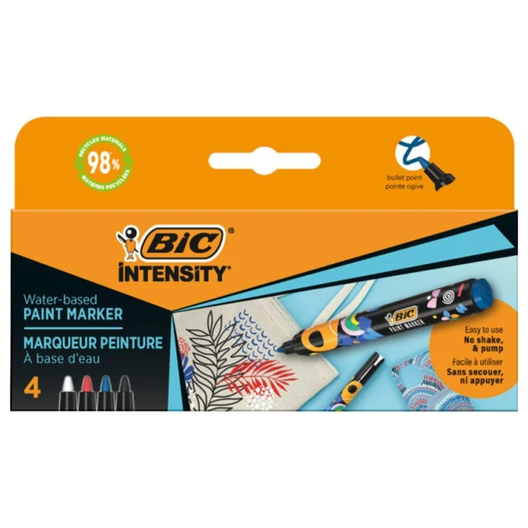 Bic İntensity Paint Marker Kalem 4 Renk Siyah-Mavi-Kırmızı-Yeşil 527423 ürün görseli 1