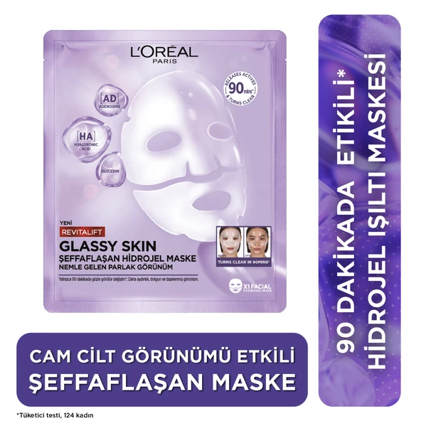 L’Oreal Paris Revitalift Glassy Skin Cam Cilt Görünümü Etkili Şeffaflaşan Işıltı & Nem Veren Hidrojel Yüz Maskesi ürün görseli 1