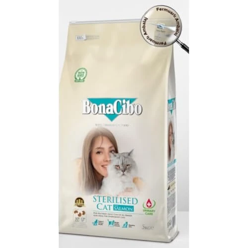 BonaCibo Adult Cat Sterilised Somonlu Kısırlaştırılmış Kediler için Somonlu Yetişkin Kedi Maması 5 Kg ürün görseli 1