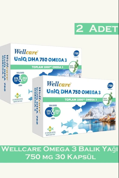 Wellcare Omega 3 Balık Yağı 750 mg 30 Kapsül 2 Adet ürün görseli 1
