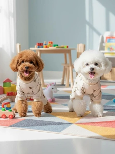 Teddy Pamuklu Köpek Tulum Pijama - Resim 7