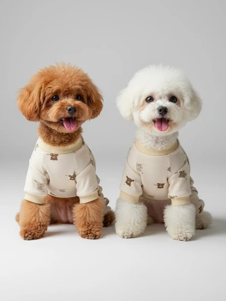Teddy Pamuklu Köpek Tulum Pijama - Resim 5