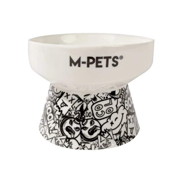M-Pets Urban Style Tıltd Seramik Mama Kabı 150ml Siyah/ Beyaz ürün görseli 1