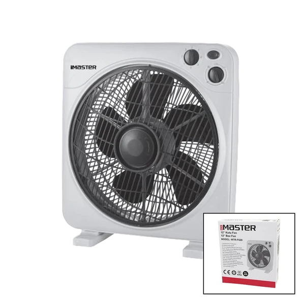 12 İNÇ  KUTU FAN  VANTİLATÖR  3 KADEME HIZ   5 PLASTİK KANAT  40W   60DK.ZAMAN AYARLI  MTR-F620 (5433) ürün görseli 1