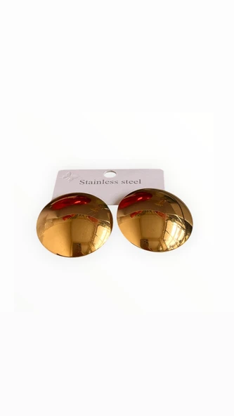 Çelik yuvarlak gold model küpe ürün görseli 1