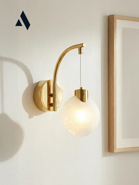 Fiora Midye Cam Küre Duvar Aplik – Gold & Krom Seçenekli ürün görseli 1