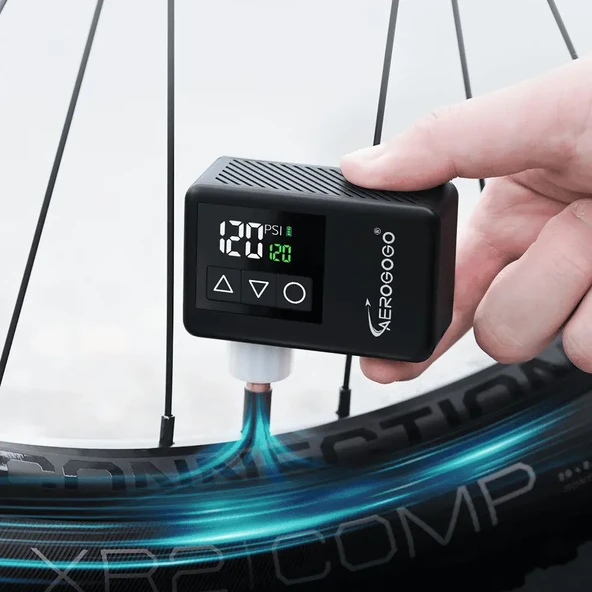 Aerogogo GIGA Pump Cycling | Mini Elektrikli Bisiklet & Motosiklet Pompası (Dijital Ekranlı, LED Işı ürün görseli 1