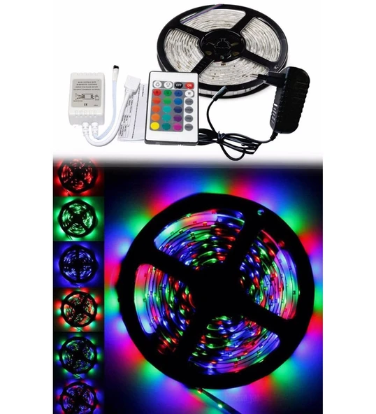 5 Metre Rgb Şerit Led Seti-İç ve Dış Mekan Silikonlu-Tak Çalıştır (5433) ürün görseli 1
