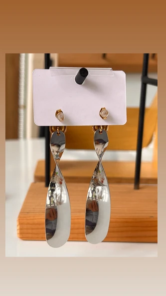 Çelik büyük gold model Çelik küpe - Resim 2