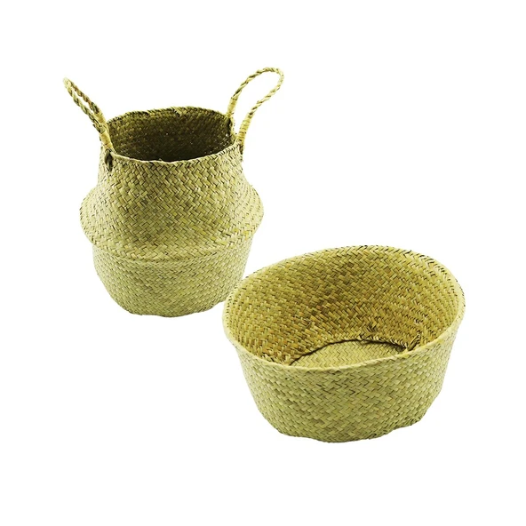 2IN1: KULPLU - KULPSUZ  HASIR ORGANİZER SEPET Ç: 33---25CMY:15-30CM (5433) ürün görseli 1