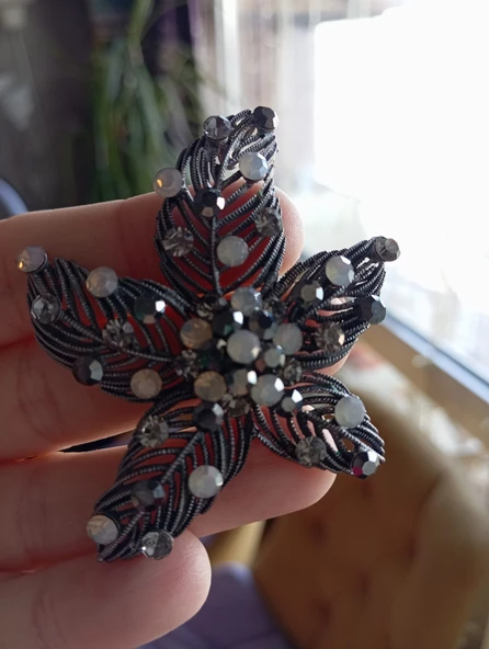 Slowshe-Vintage Markazit Yıldız Broş - Resim 7