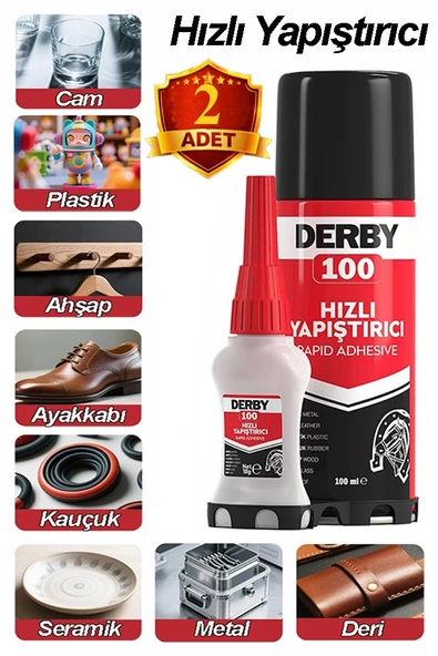 Derby Hızlı Yapıştırıcı Seti 100 ml 2 Adet Ahşap ve Plastik Yüzeyler İçin Yüksek Yapıştırma Gücü Düşük Viskozite 100 ml ürün görseli 1