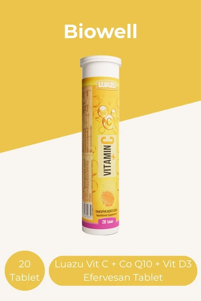 Biowell Luazu Vitamin C + Coenzyme Q10 + Vitamin D3 20 Efervesan Tablet ürün görseli 1