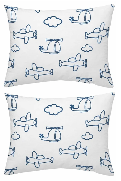 Maki Home Yüzde Yüz Pamuklu 2 Adet 35x45 cm Uçak Baskılı Bebek Yastık Kılıfı ürün görseli 1