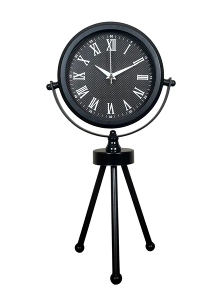 Pi time Siyah Zarif Dekoratif Üç Ayaklı Metal Masa Saati ürün görseli 1