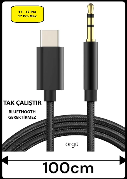 Iphone UYUMLU 17 17 Pro 17 Pro Max Aux Kablo Type C Örgü Hasır Dac Çipli Kablo Tak Çalıştır ürün görseli 1