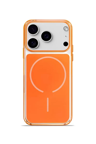 iPhone 17 Pro Crystal Edge MagSafe Çerçeveli Kılıf Orange Frame ürün görseli 1