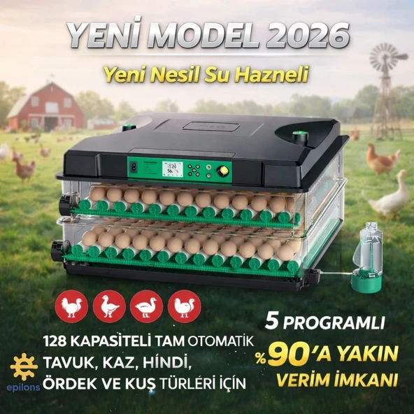 Fx-128 Model Tam Otomatik Kuluçka Makinesi – Çift Katlı, Çift Güç Sistemli, Su Hazneli Yeni Nesil İnkübatör ürün görseli 1