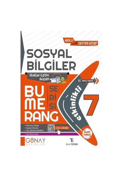 Günay 7.Sınıf Bumerang Sosyal Bilgiler Etkinlikli Akıllı Defter Kitap ürün görseli 1