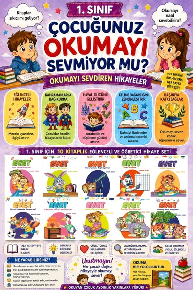 1 .Sınıf Okumayı Sevdiren 10 lu Hikaye Seti - 8 (16 sayfa) ürün görseli 1