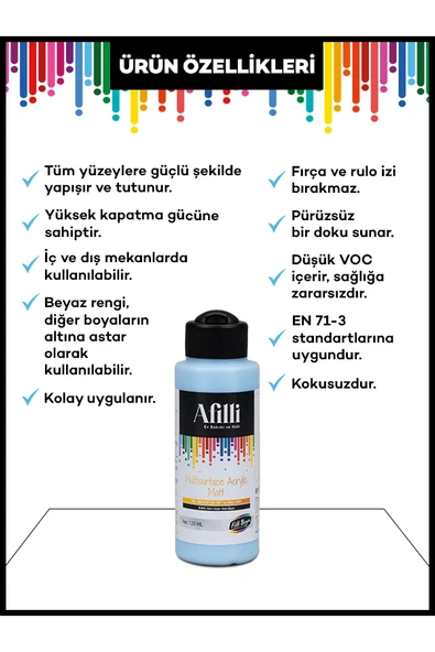 Afilli Multisurface Akrilik Mat 120 ml Andezit 65 - Resim 3