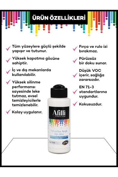 Afilli Multisurface Akrilik Parlak 120 ml Bej 45 - Resim 3
