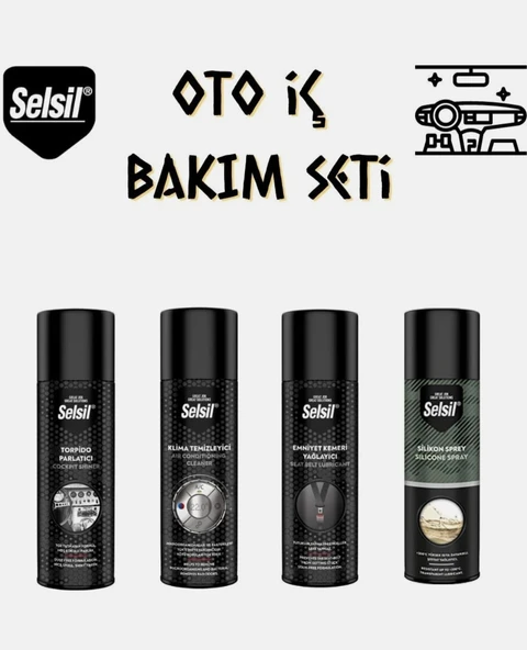 Selsil Oto İç Bakım Seti 4 Parça (Klima-Torpido-Kemer-Silikon Spreyi) ürün görseli 1
