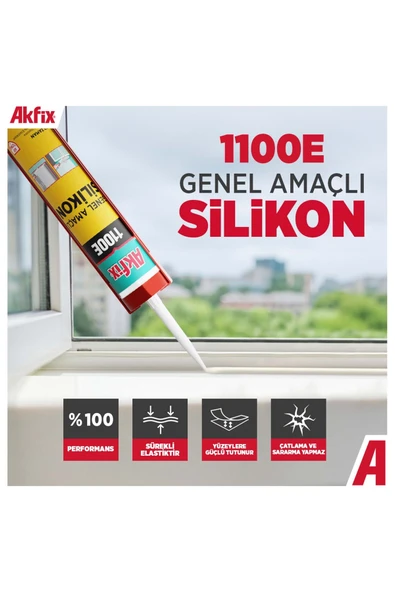AKFİX ŞEFFAF SİLİKON 1100E (280GR) (2 ADET) ürün görseli 1