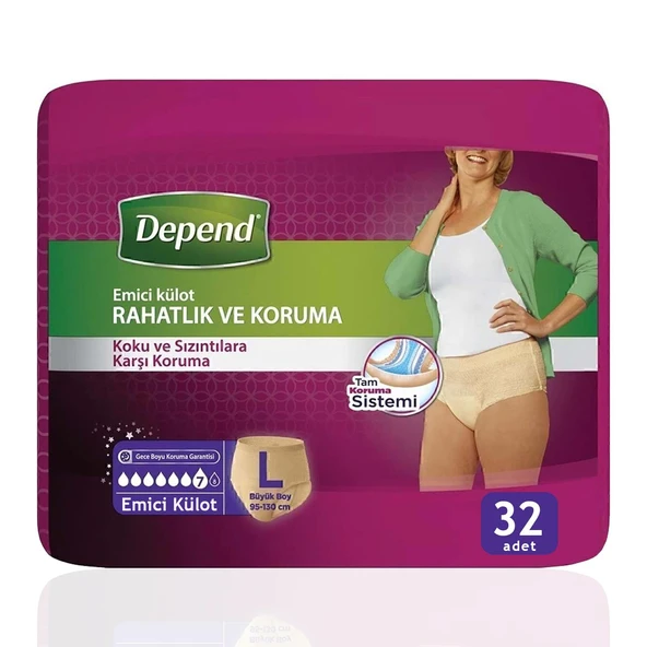 Depend Emici Külot Bayan L-Large Beden 32 Adet ürün görseli 1