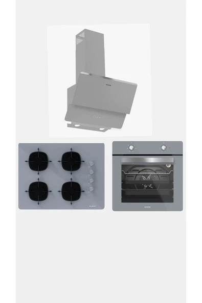 Silverline Gri Cam Ankastre Set ( 3490 Oslo Gri - CS5665S01 - BO6501S01 ) ürün görseli 1