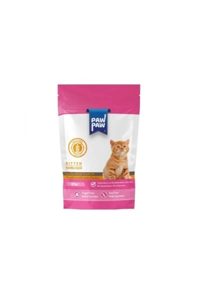 Paw Paw Yavru Kedi Yaş Maması Tavuklu  85 Gr ürün görseli 1