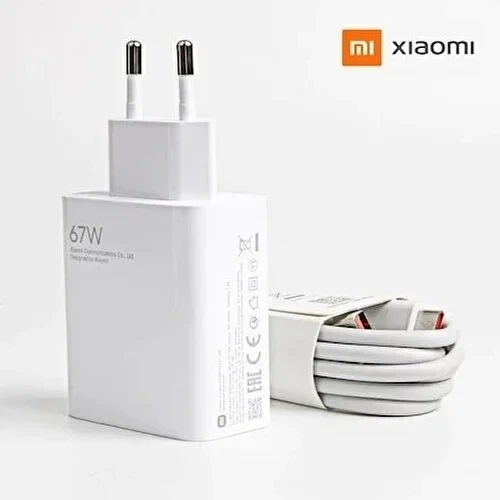 Xiaomi Uyumlu Mdy-12-Eh 67W 6A %100 Orjinal Şarj Adaptörü ve USB Kablo Beyaz ürün görseli 1