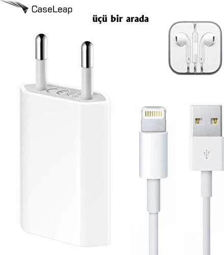 Case Leap Apple iPhone Uyumlu 6/6P/6S/6PS Şarj Seti + Kulaklık ürün görseli 1