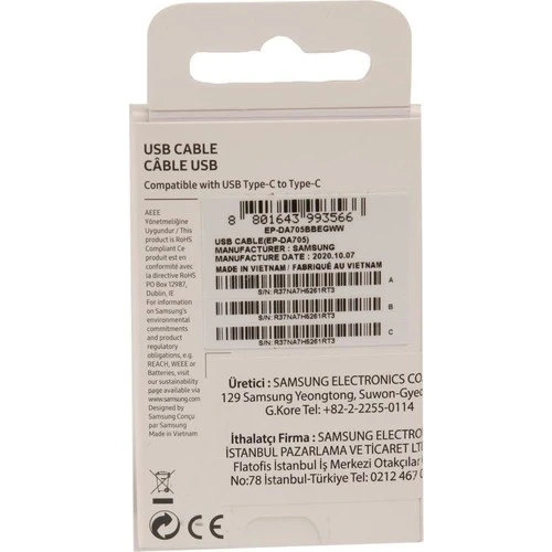 Samsung EP-DA705 Type-C to Type-C Data ve Şarj Kablo - Resim 4