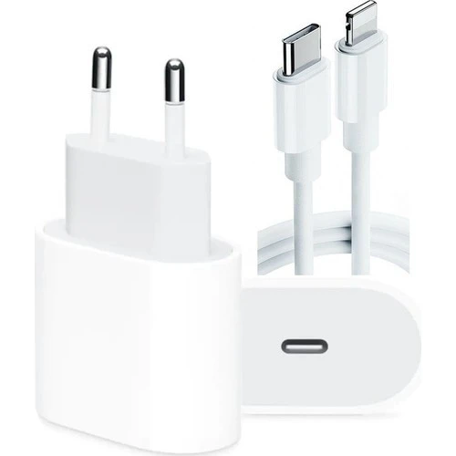 Megatech Apple iPhone Uyumlu 20W USB C Hızlı Şarj Adaptörü + USB C Şarj Kablosu ürün görseli 1