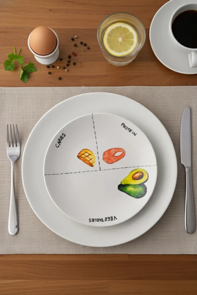 grandora Dengeli Beslenme Diyet Tabağı (27cm) Porsiyon Kontrol Servis Tabak – Sağlıklı Beslenme Sunum Tabağı ürün görseli 1