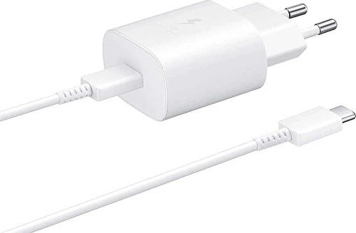Telefon Kulübesi Samsung Uyumlu Type C Süper Hızlı Şarj Aleti Şarj Cihazı Adaptör + Kablo Siyah Hızlı Şarj Aleti 25W ürün görseli 1