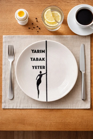 grandora Diyet Tabağı - Yarım Tabak Yeter Kadın Figürlü 27 CM Porsiyon Kontrollü Sağlıklı Yaşam Tabağı ürün görseli 1