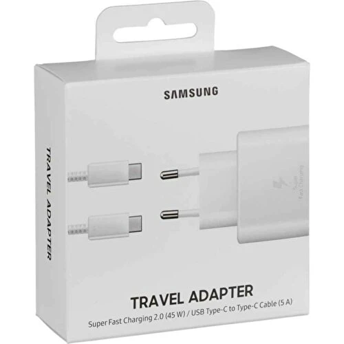 MobileGaraj Samsung Galaxy A71 TA800 25W Şarj Başlığı ve Type-C To Type-C 1m Beyaz Kablo ürün görseli 1