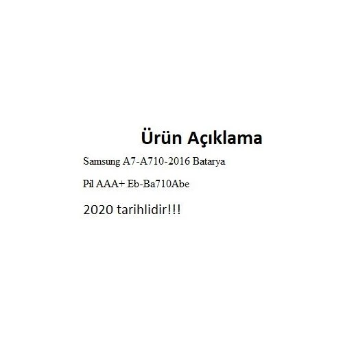 Kensa Samsung A7 A710 2016 Batarya Pil Aaa+ EB-BA710ABE - Resim 2