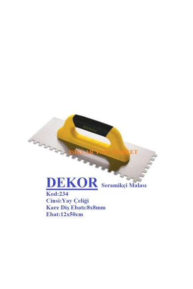 Seramikçi Malası-Seramik Mala-50 (12x50cm) (Kare Diş:8x8mm) Code_234 ürün görseli 1