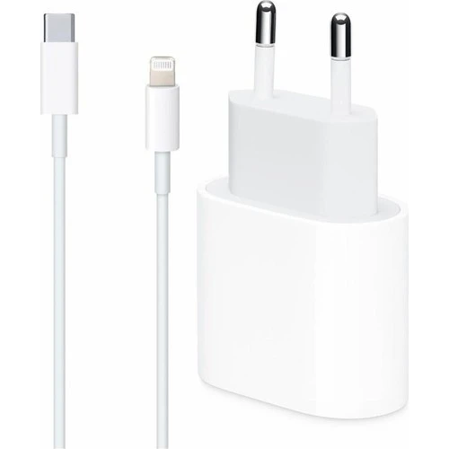 Miyuu Apple İphone 13 Pro Uyumlu 20W Usb-C Güç Adaptörü + 1m Usb-C Lightning Şarj Kablosu Seti ürün görseli 1