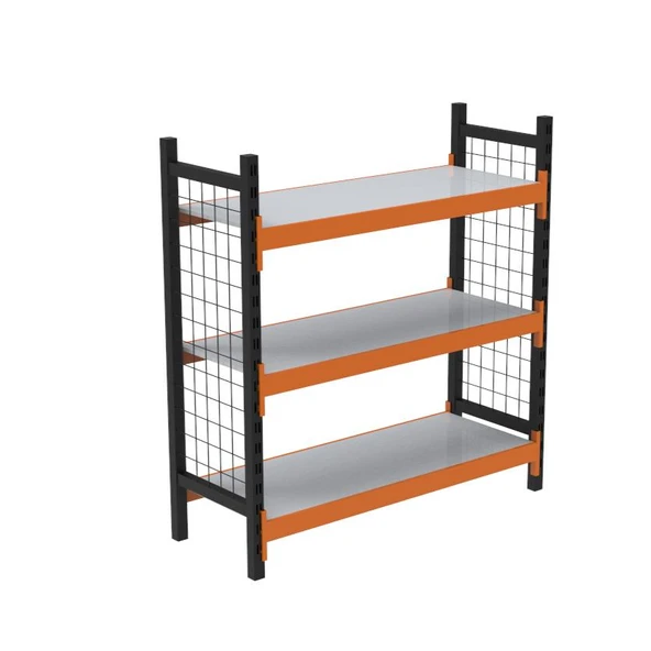 3 Katlı Dekoratif Midi Rack - Ekonomik Depo,Arşiv, Kiler Rafı   Siyah-Turuncu 46x150 cm 100 cm ürün görseli 1