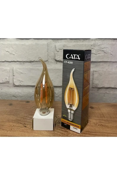 4281 4W Amber Rustik Kıvrık Mum Led Ampul E14 Duy AMBER RENK ürün görseli 1