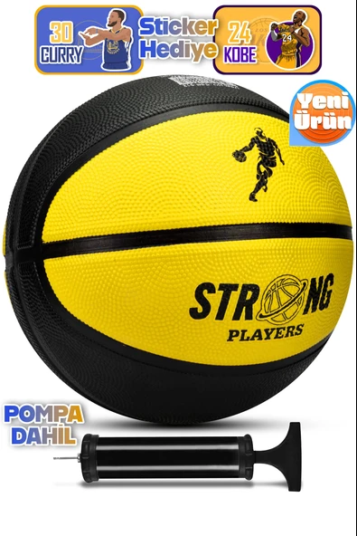 Telvesse Strong Basketbol Topu Pompalı Full Kauçuk Dayanıklı Deep Channel Kabartma No:7 B12 Sarı ürün görseli 1