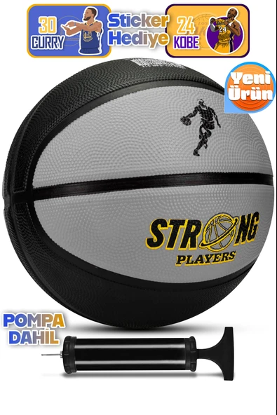 Telvesse Strong Basketbol Topu Pompalı Full Kauçuk Dayanıklı Deep Channel Kabartma No:7 B12 Gri ürün görseli 1