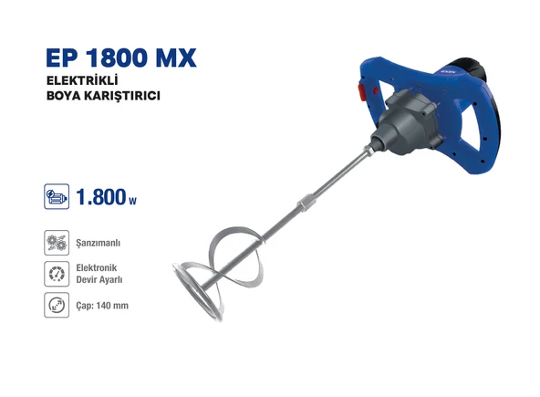 EXEN EP 1800 MX ELEKTRİKLİ BOYA KARIŞTIRICI 1800W- 140 MM ürün görseli 1